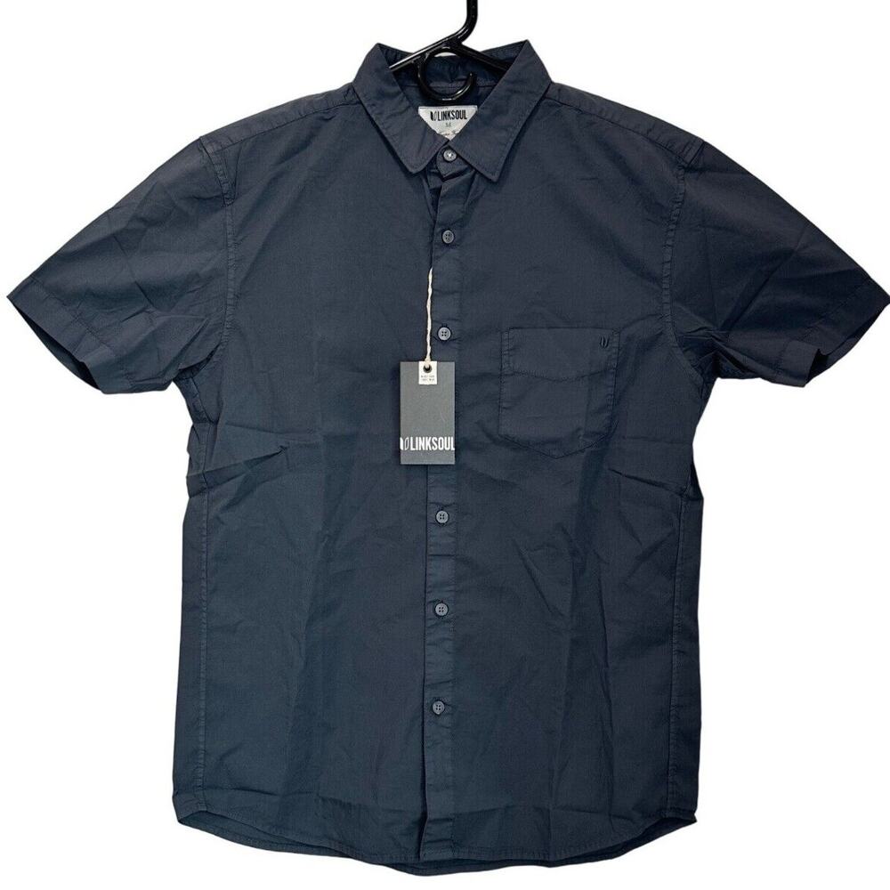 Linksoul Men’s Casual Short Sleeve Button Down Dusk Cloud Shirt Organic Cotton M